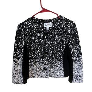 Joseph Ribkoff Womens Jacket Black & White 8 Medium Crop Blazer Business